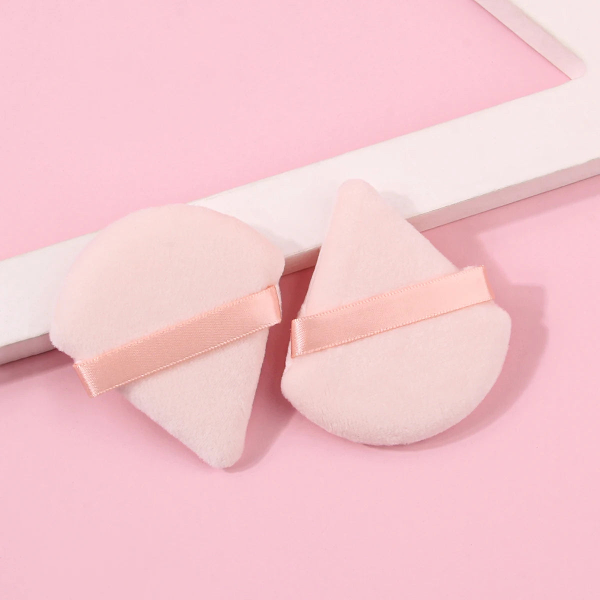 2pcs apricot Color Triangle Powder Puff Set For Foundation & Loose Powder