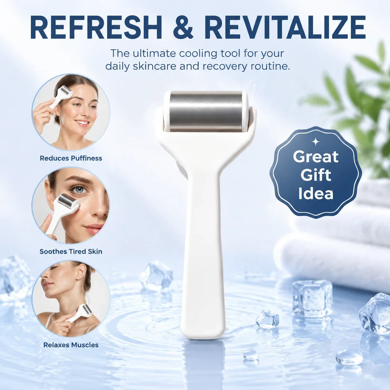 Stainless Steel Ice Face Roller For Cooling Massage