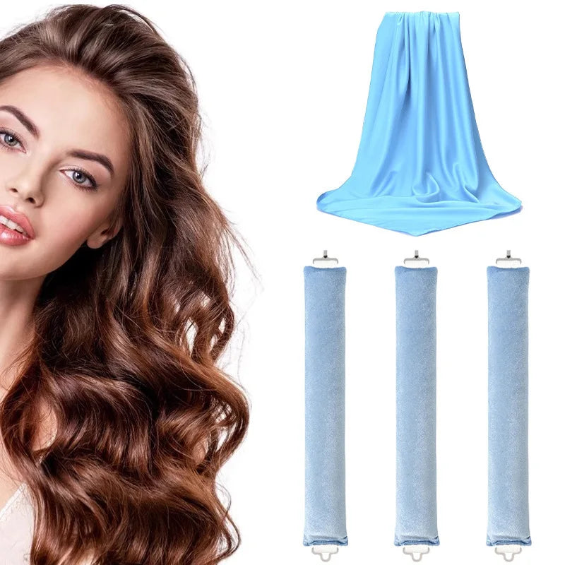 skyblue Color Heatless Foam Hair Curlers Set – Sleep-Friendly Waves