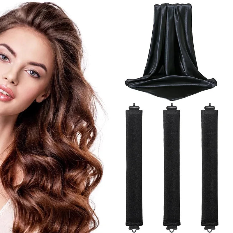 black Color Heatless Foam Hair Curlers Set – Sleep-Friendly Waves