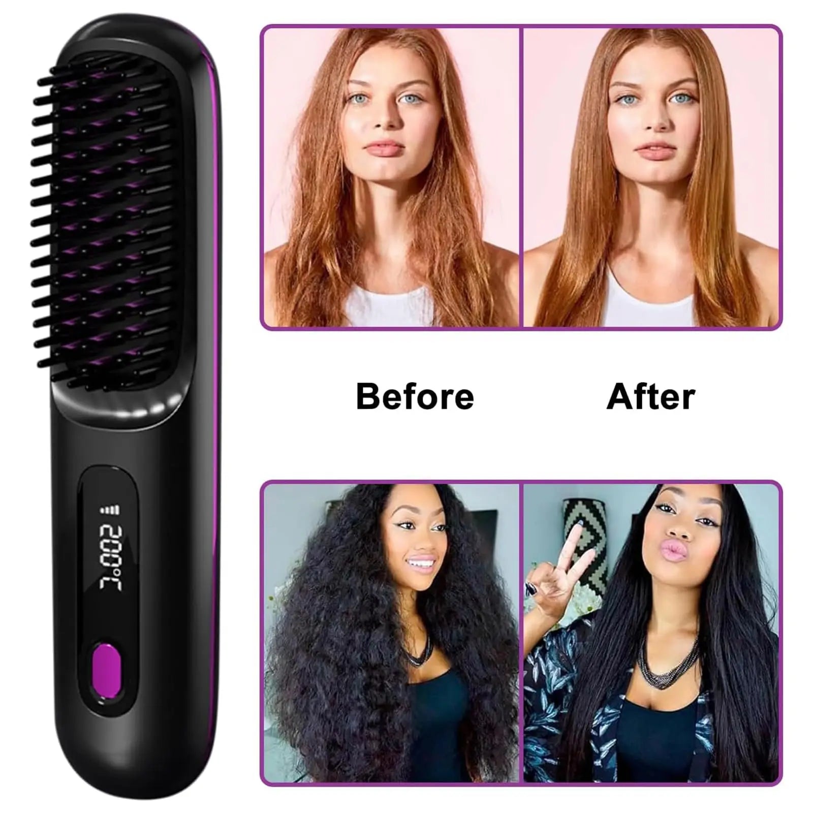 Cordless Hair Straightening Comb With LED Display