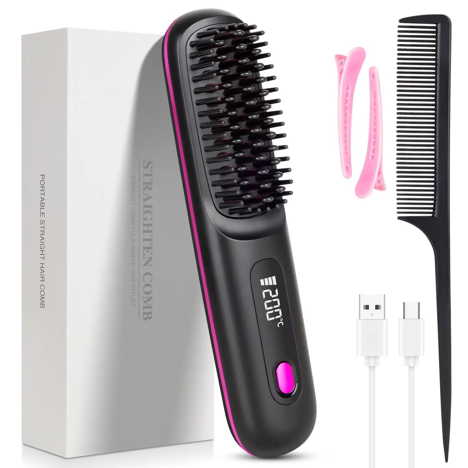 Cordless Hair Straightening Comb With LED Display