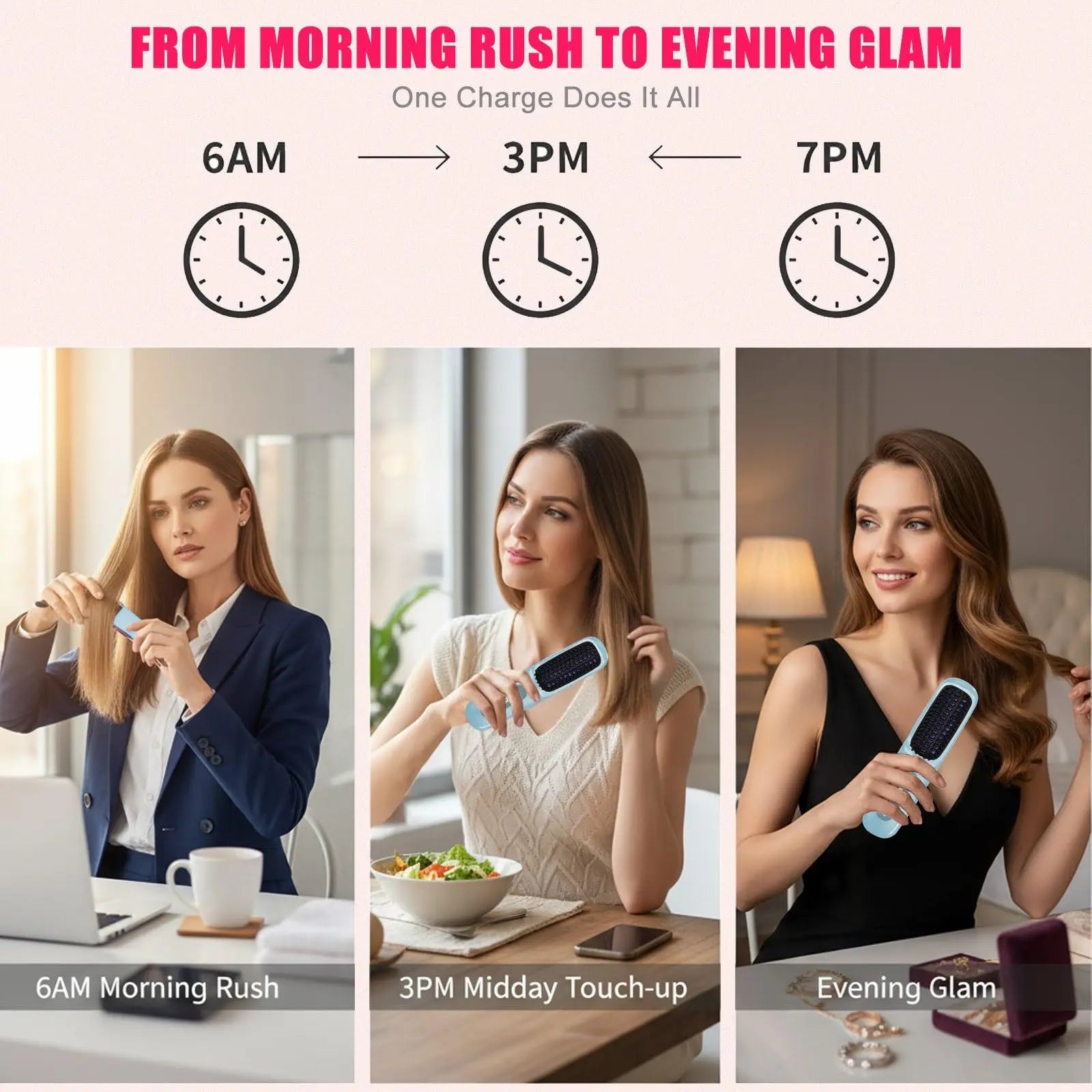 Cordless Hair Straightening Comb With LED Display
