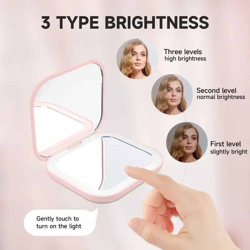 LED Compact Makeup Mirror With 1X/2X Magnification