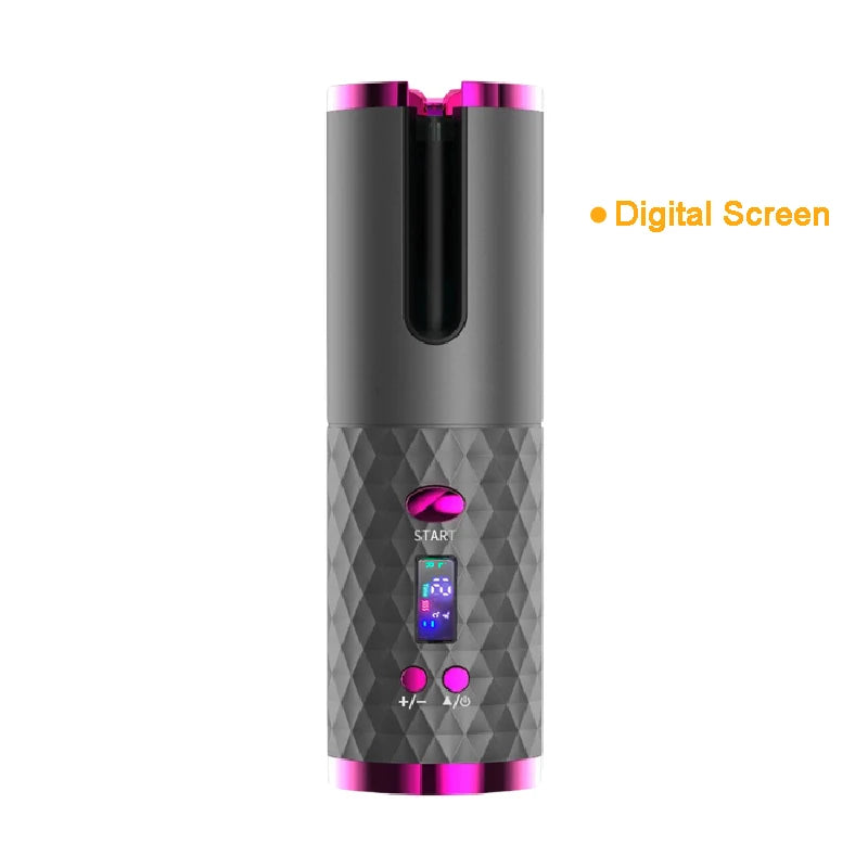 Black Color Cordless Automatic Hair Curler With LED Display & Timers