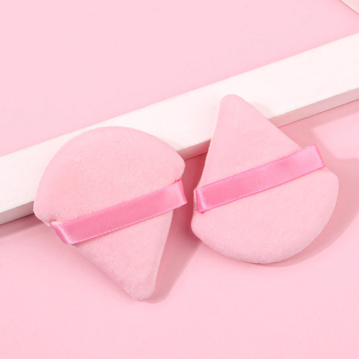 2pcs Pink Color Triangle Powder Puff Set For Foundation & Loose Powder