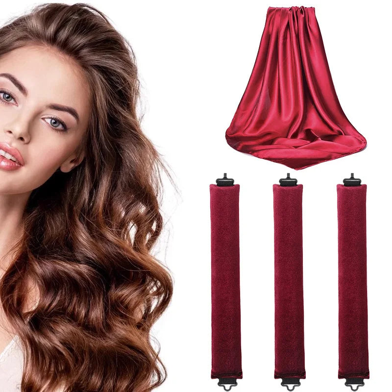 wine Color Heatless Foam Hair Curlers Set – Sleep-Friendly Waves