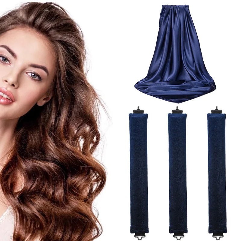 navy Color Heatless Foam Hair Curlers Set – Sleep-Friendly Waves