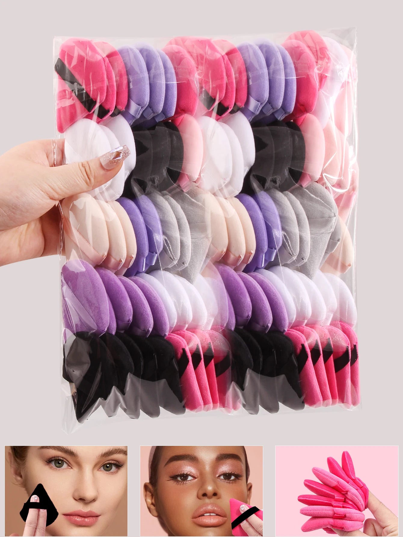 Random color pack Color Triangle Powder Puff Set For Foundation & Loose Powder