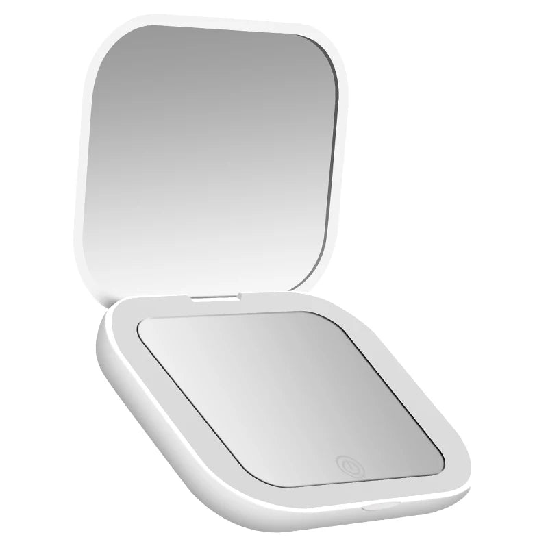WHITE Color LED Compact Makeup Mirror With 1X/2X Magnification