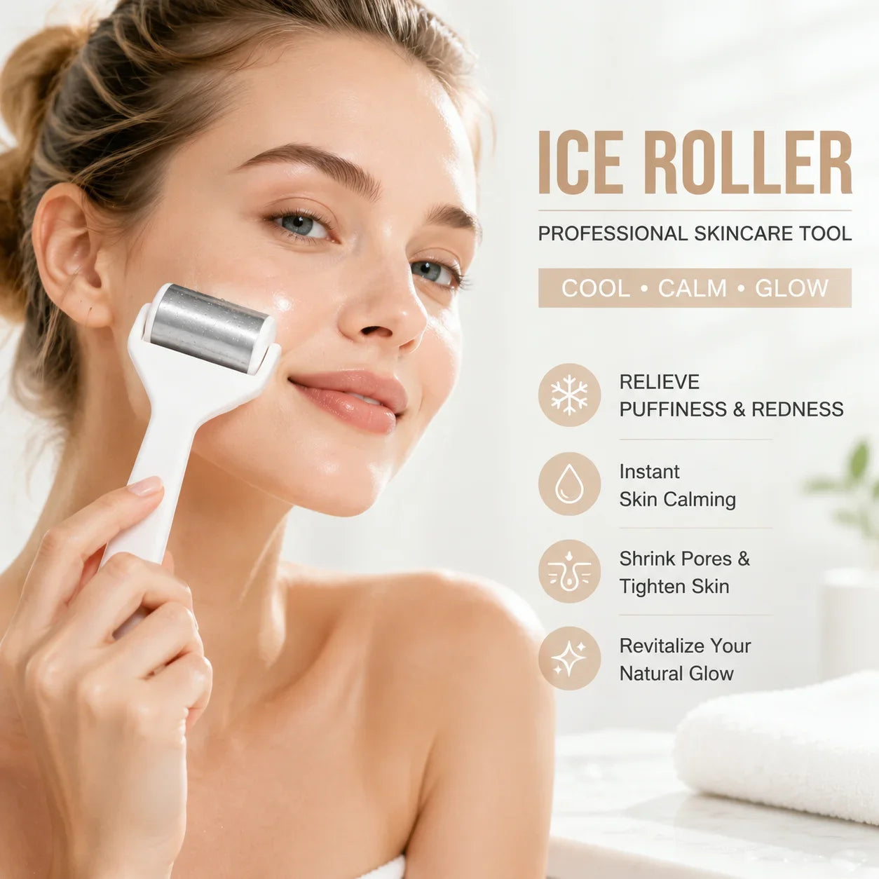 Stainless Steel Ice Face Roller For Cooling Massage