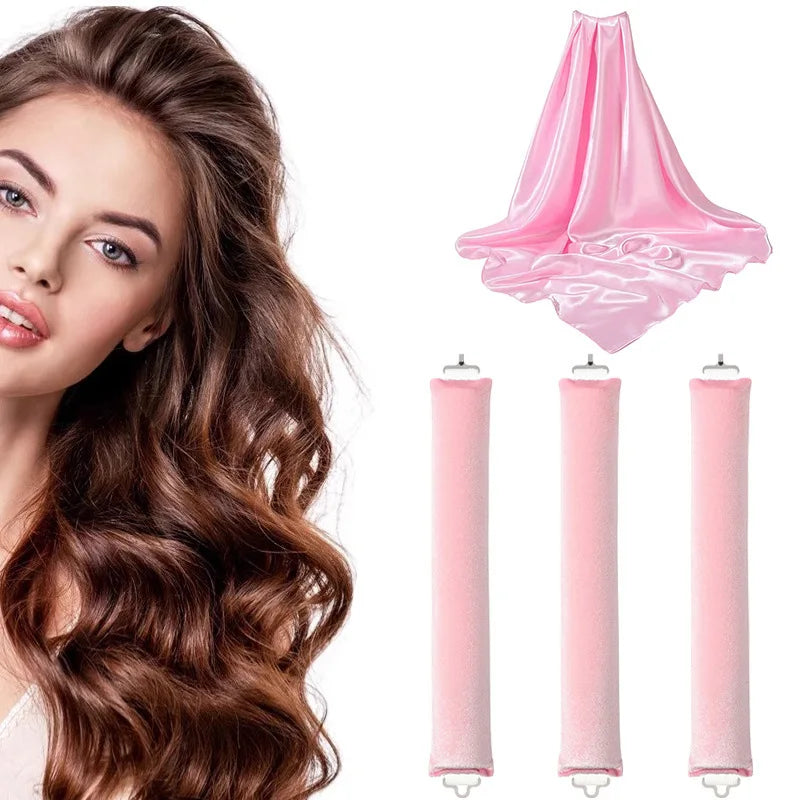 pink Color Heatless Foam Hair Curlers Set – Sleep-Friendly Waves