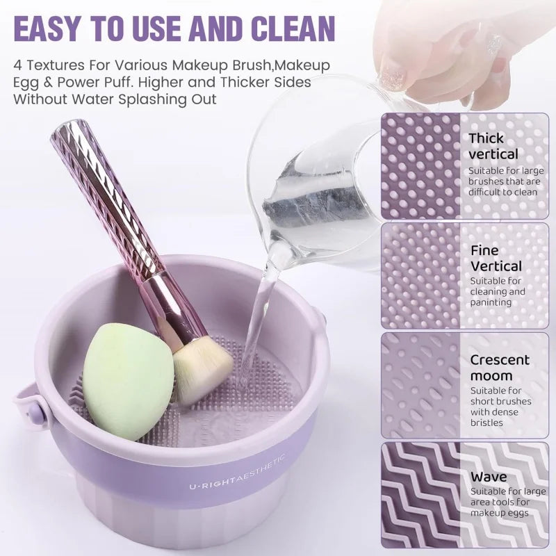 Silicone Makeup Brush Cleaning Mat Bowl 3-in-1 Tool