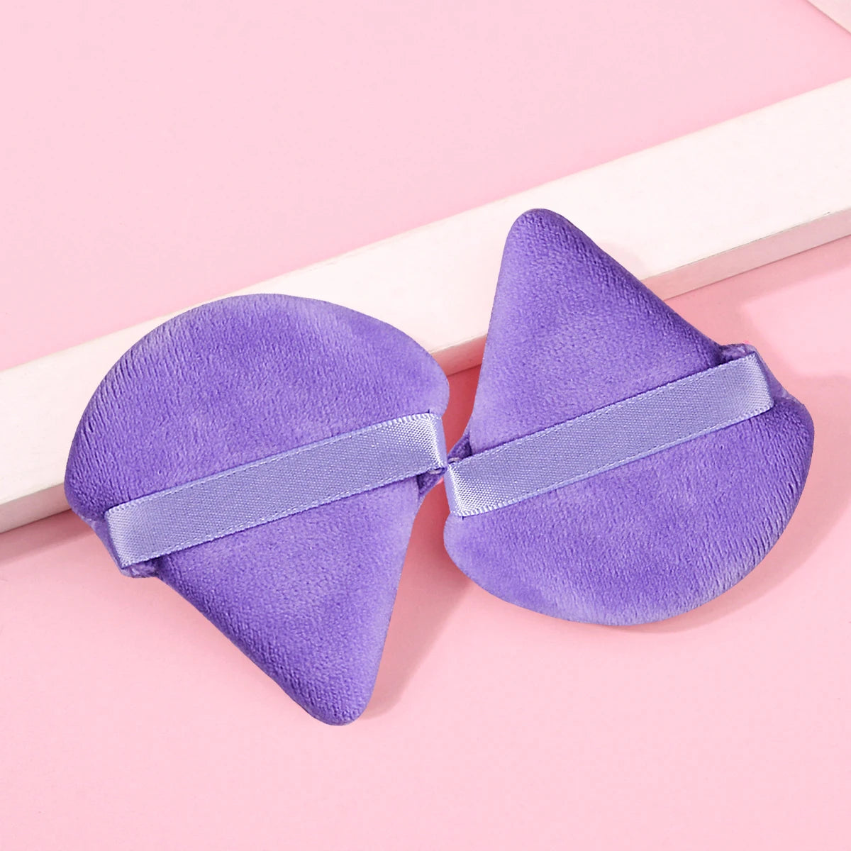 2pcs purple Color Triangle Powder Puff Set For Foundation & Loose Powder