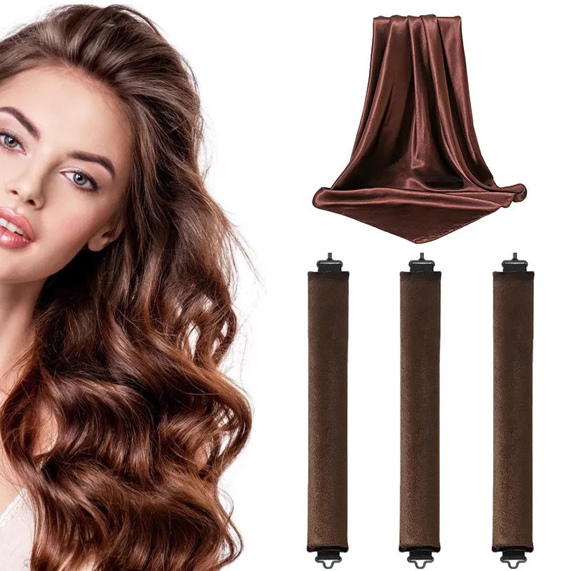 coffee Color Heatless Foam Hair Curlers Set – Sleep-Friendly Waves