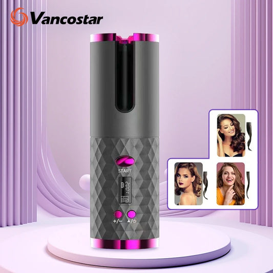 Cordless Automatic Hair Curler With LED Display & Timers